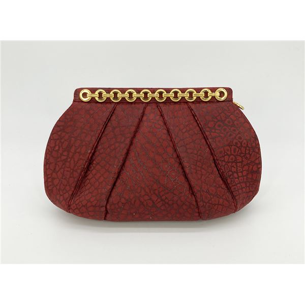 Judith Leiber Red Embossed Alligator Clutch