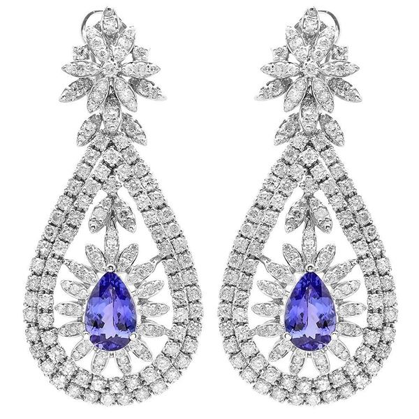 5.38ct Tanzanite 14 K White Gold Earrings