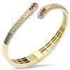 Image 1 : 3.34ct 14K Yellow Gold Diamond & Multi Color Gemstone Bangle Bracelet