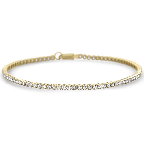 1.00ct 14K Yellow Gold Round Diamond Tennis Bracelet 7" Long