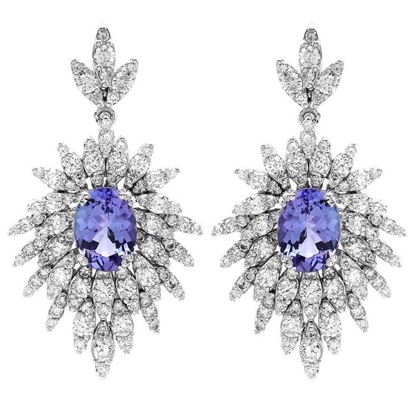 2.92ct Tanzanite 14 K White Gold Earrings