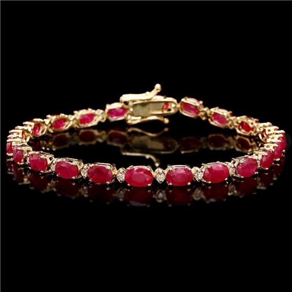 14k Gold 11.50ct Ruby 0.40ct Diamond Bracelet