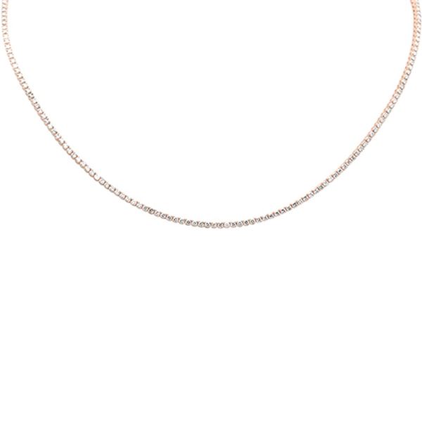 2.97ct 14K Rose Gold Adjustable Tennis Necklace 14"+2" Long