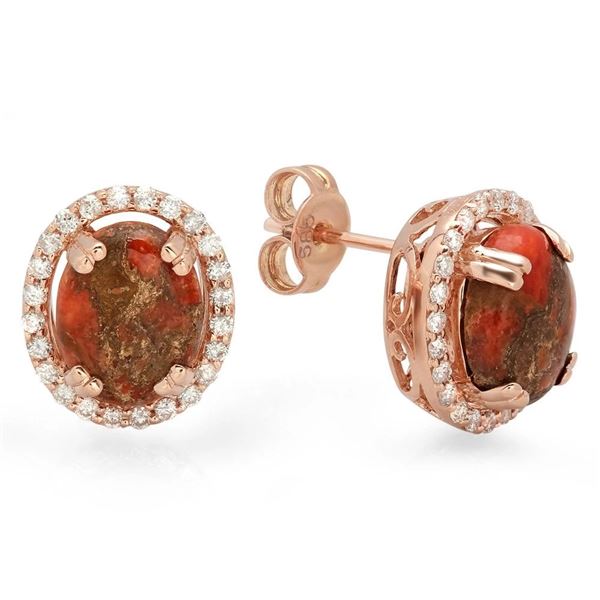 2.7ct Copper Turquoise 14 K Rose Gold Earrings