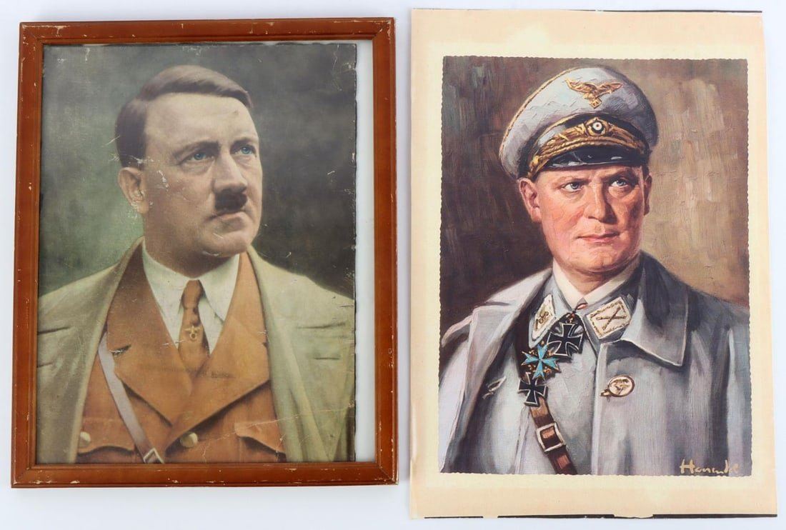 WWII GERMAN ADOLF HITLER & GORING PORTRAIT PRINT
