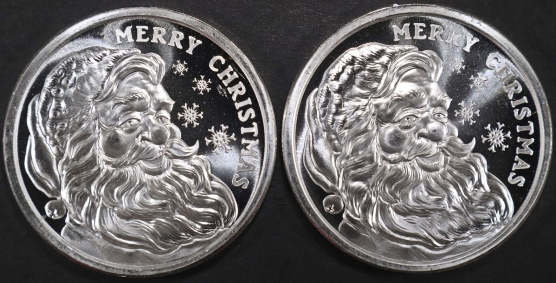 (2) 1 OZ .999 SILVER 2023 SANTA ROUNDS