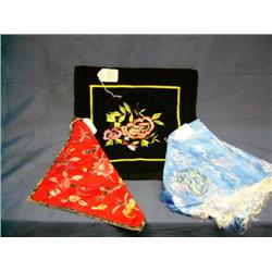 2 Chinese scarves, 2 new pillow covers