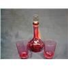 Image 1 : Cranberry decanter & 2 glasses