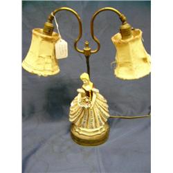 Victorian ceramic figural lamp w/2 lights