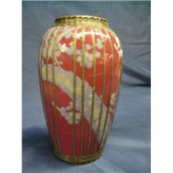 1940's silver inlay vase-7.5"