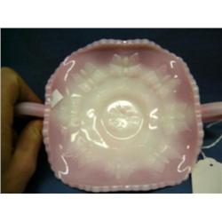 Pink slag glass candy dish
