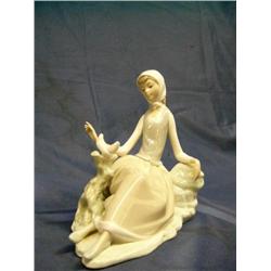 Lladro 6" Girl with bird