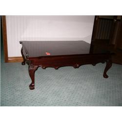 50" mahogany coffee table w/ball in claw feet