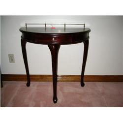 Mahogany half round table w/drawer
