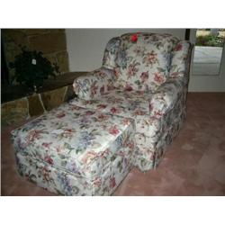 flower print arm chair with ottoman