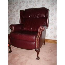 Maroon leather reclining chair