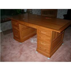 Oak double pedestal desk-71.5"w x 37"d