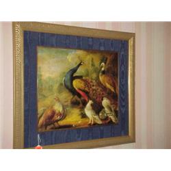 Peacock print in gold frame-34 x 38.5