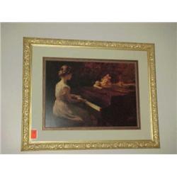 Framed print of girl playing piano-32.5 x 40