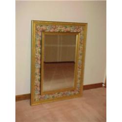 Framed mirror w/needlepoint mat-42.5 x 32