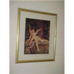 E. Munier 1892 Print-Little Cherub girl, 30 x 26