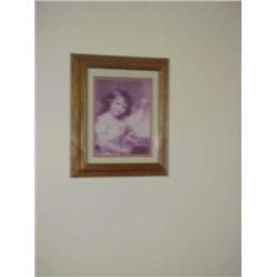 Framed print-Victorian girl with cherries, 10.5 x