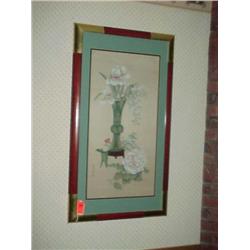 Framed Japanese print-Iris in vase, 22 x 39