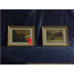 2 gold toned sea scene prints