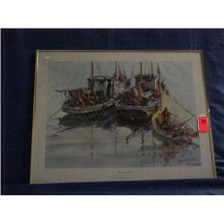 James Sessions oil-Herring Boats, 22 x 28