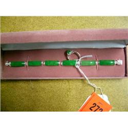 Green Jade & silver bracelet & ring