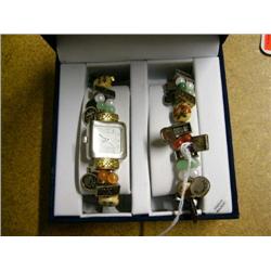 Renaisance Quartz watch w/charms and beads and cha