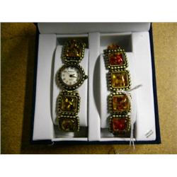 Renaisance Quartz watch w/gold colored band and br