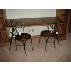 Oak Rectangle Ice cream table w/ 2 Ice cream chari