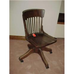Walnut rolling secretary chair