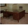 Image 1 : Partners desk, walnut, with Glas cover 65 1/2" W X