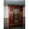 Image 1 : Walnut mirrored wardrobe with hand carving 47" W X