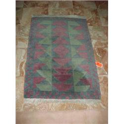 2-Green, Blue, Maroon Southwestern style throw rug