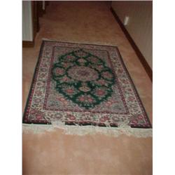 Green and Maroon floral throw rug 48" W X 78" L