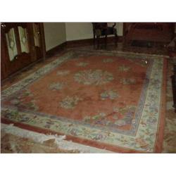 Rust, White, Blue, Floral oriental room rug 99 1/2