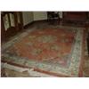 Image 1 : Rust, White, Blue, Floral oriental room rug 99 1/2