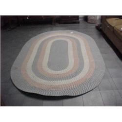Grey & Salmon colored braided oval rug 5'9" X 8'