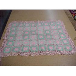Old hand crocheted crib cover 36" X 50"