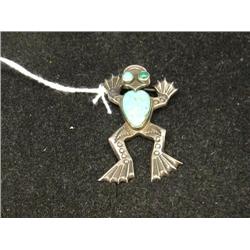old frog pin silver/turquoise