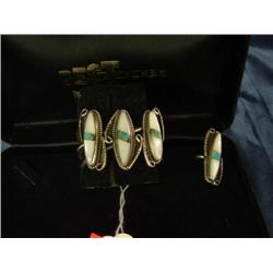 silver, mother of pearls and turquoise bracelet &