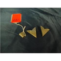 3 pc silver engraved collar tips and tie ornament