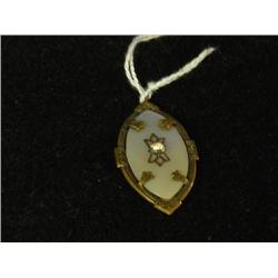 mother of pearl pendant with clear stones