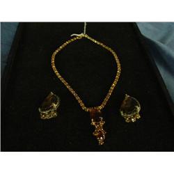 yellow stone necklace and earrings