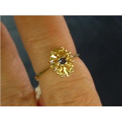 14k petite diamond and sapphire ring - 8 diamonds