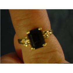 vintage 14k solid gold lab sapphire and diamond ri