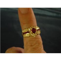 14k solid gold ruby & diamond ring 1 carat total w